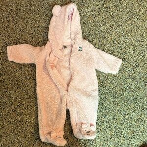 Carter's Pink Fleece Bear Footie